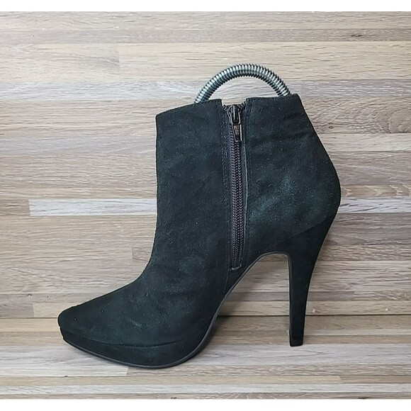 Steve Madden Survey Ankle Boots Black Suede‎ Platform Point Toe Womens Size 7 - Picture 4 of 14